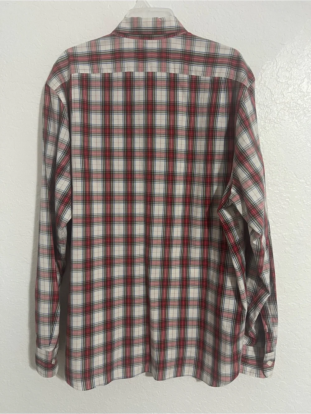 J.CREW Men's Long Sleeve Plaid Red/White Shirt Size XL Flex Washed Pocket #763